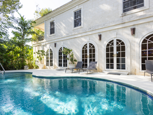 Breathtaking private pool and patio area at Mon Caprice, a Sandy Lane villa.