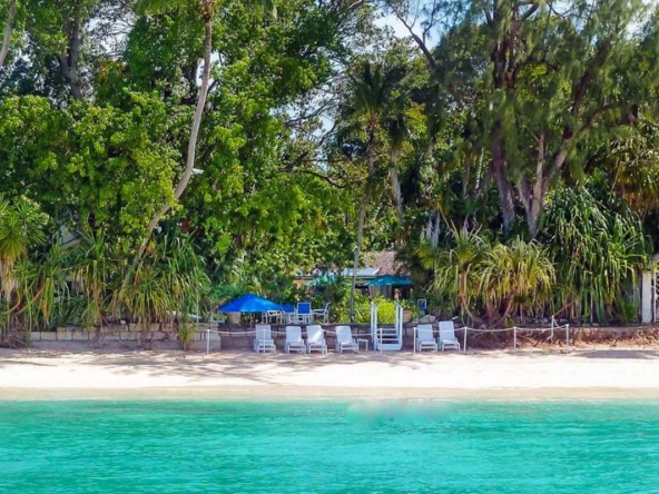 Beach access at Landmark House, a luxury rental home on Sandy Lane Beach, Barbados.