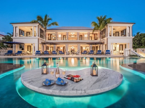 Pool and exterior at twilight of Seaclusion Barbados
