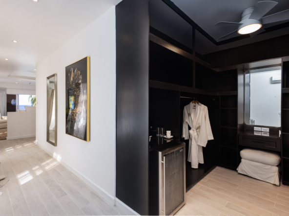 Barbados luxury modern beachfront villa master suite with walk-in closet