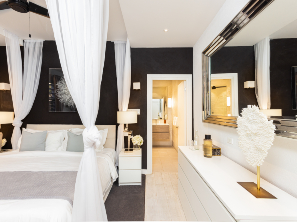 Barbados luxury modern beachfront villa guest suite