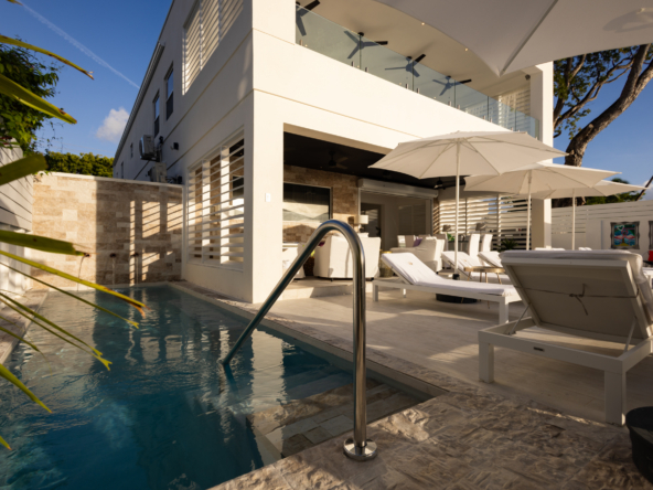 Barbados luxury modern beachfront villa with swimming pool and sun deck