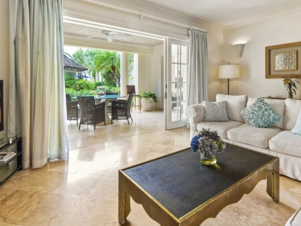 Living room at two-bedroom beachfront apartment