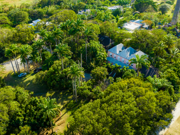 Lancaster Great House aerial views of the estate surrounded by lush tropical gardens