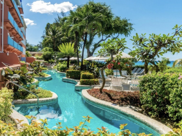 The pool at penthouse rental apartment Villas on the Beach 403.
