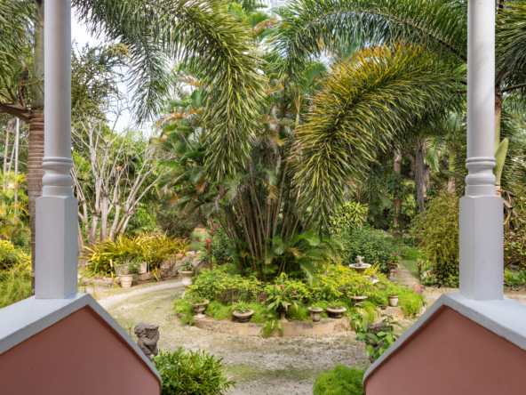Lancaster Great House entrance to the house lush tropical gardens view