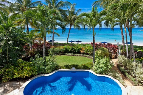 Private pool and tropical west coast beach in Barbados